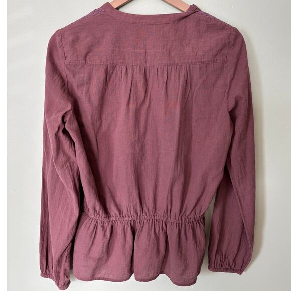 Abercrombie & Fitch Long Sleeve Peplum Top, Medium Peasant Boho - Picture 3 of 6